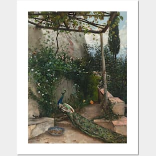 Terrace with Peacock, the Alhambra by Hugo Birger Posters and Art